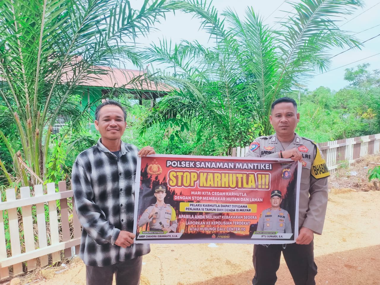 Bhabinkamtibmas Desa Tumbang Labehu Sosialisasi imbauan tentang Karhutla