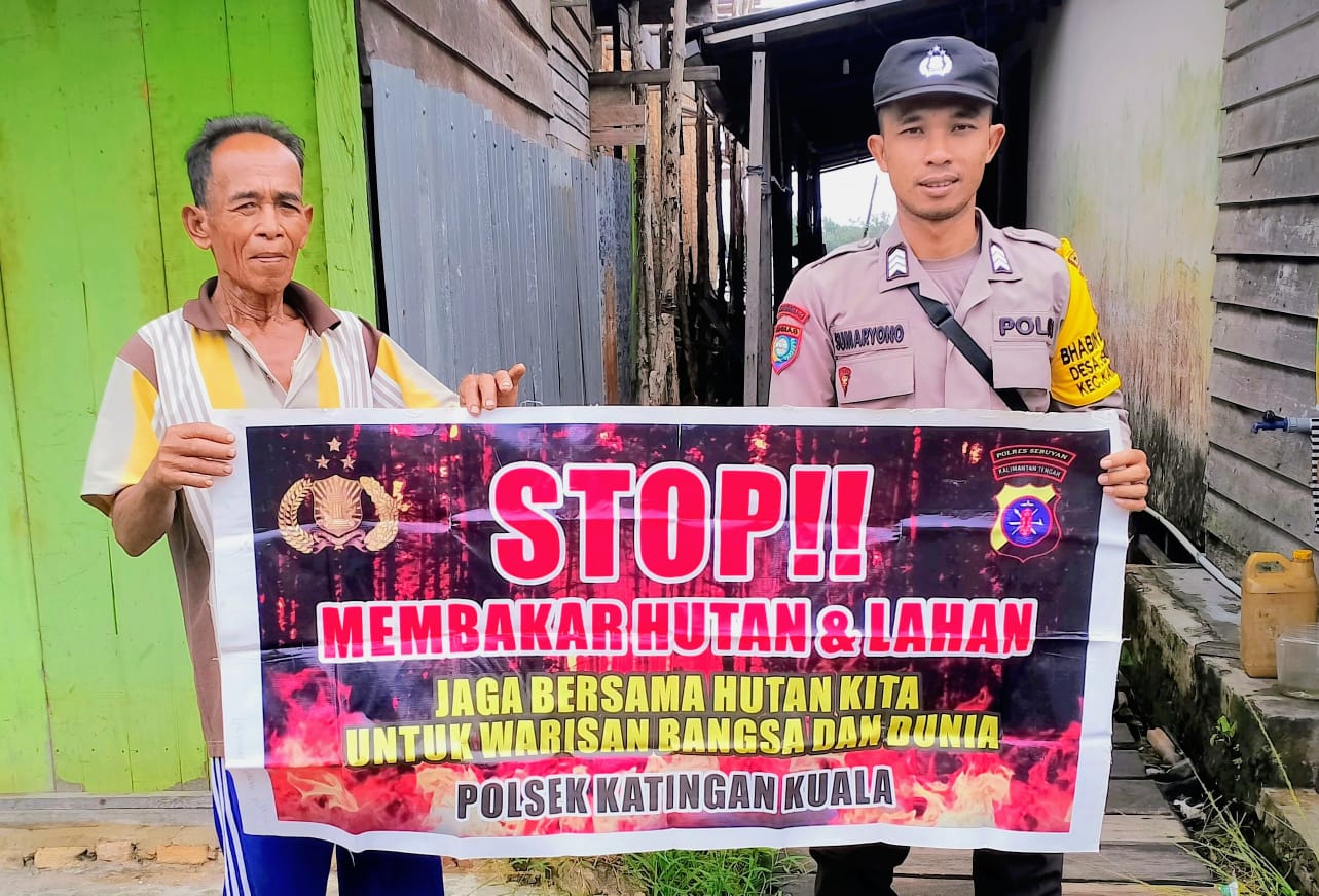 Bhabinkamtibmas Polsek Katingan Kuala Himbau Masyarakat Untuk Tidak Membakar Hutan dan Lahan