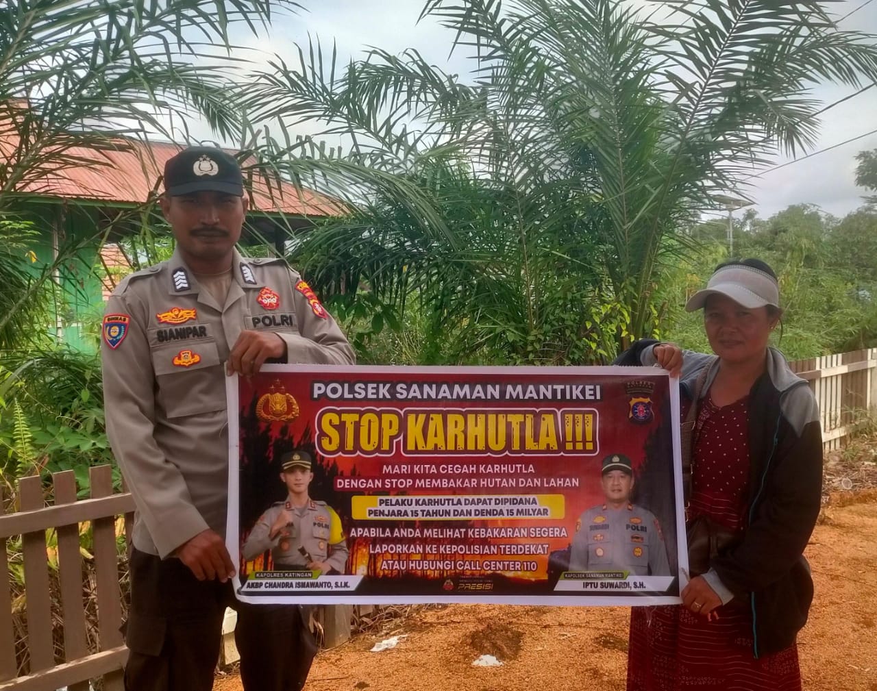 Bhabinkamtibmas Desa Tumbang Jala Sosialisasi imbauan tentang Karhutla