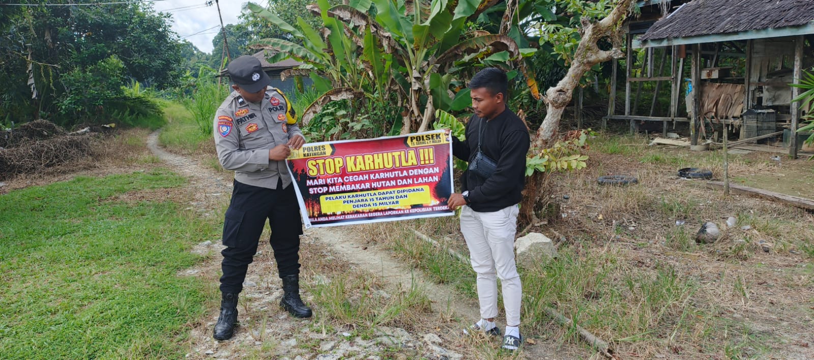 ‎Ciptakan lingkungan sehat Polsek Tws Garing dan Pulau Malan sosialisasi Stop Karhutla.