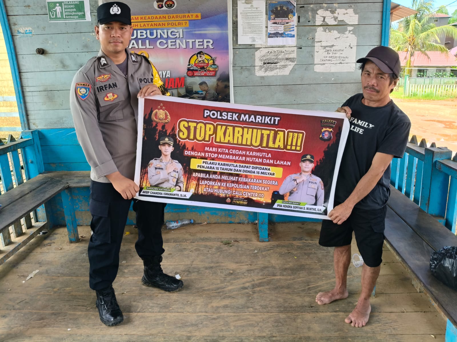 Personil Polsek Marikit Melaksanakan Sosialisasi Tentang Larangan Membakar Hutan Dan Lahan.