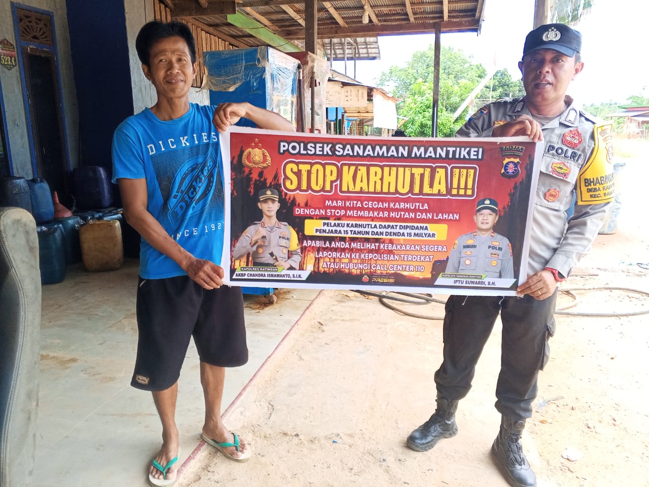Cegah Kebakaran Hutan dan Lahan Bhabinkambtibmas Polsek Sanaman Mantikei Sosialisasi Karhutla