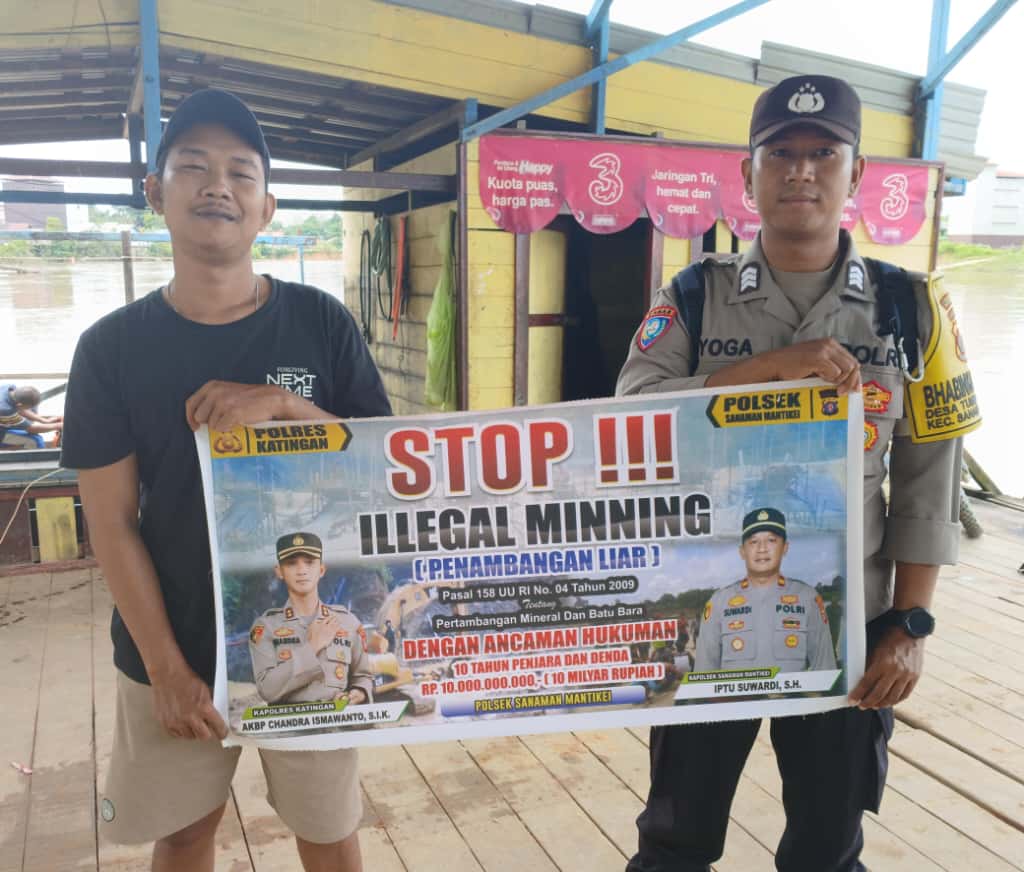 Bhabinkamtibmas Desa Tumbang Kaman Sosialisasi tentang larangan Ilegal Mining.