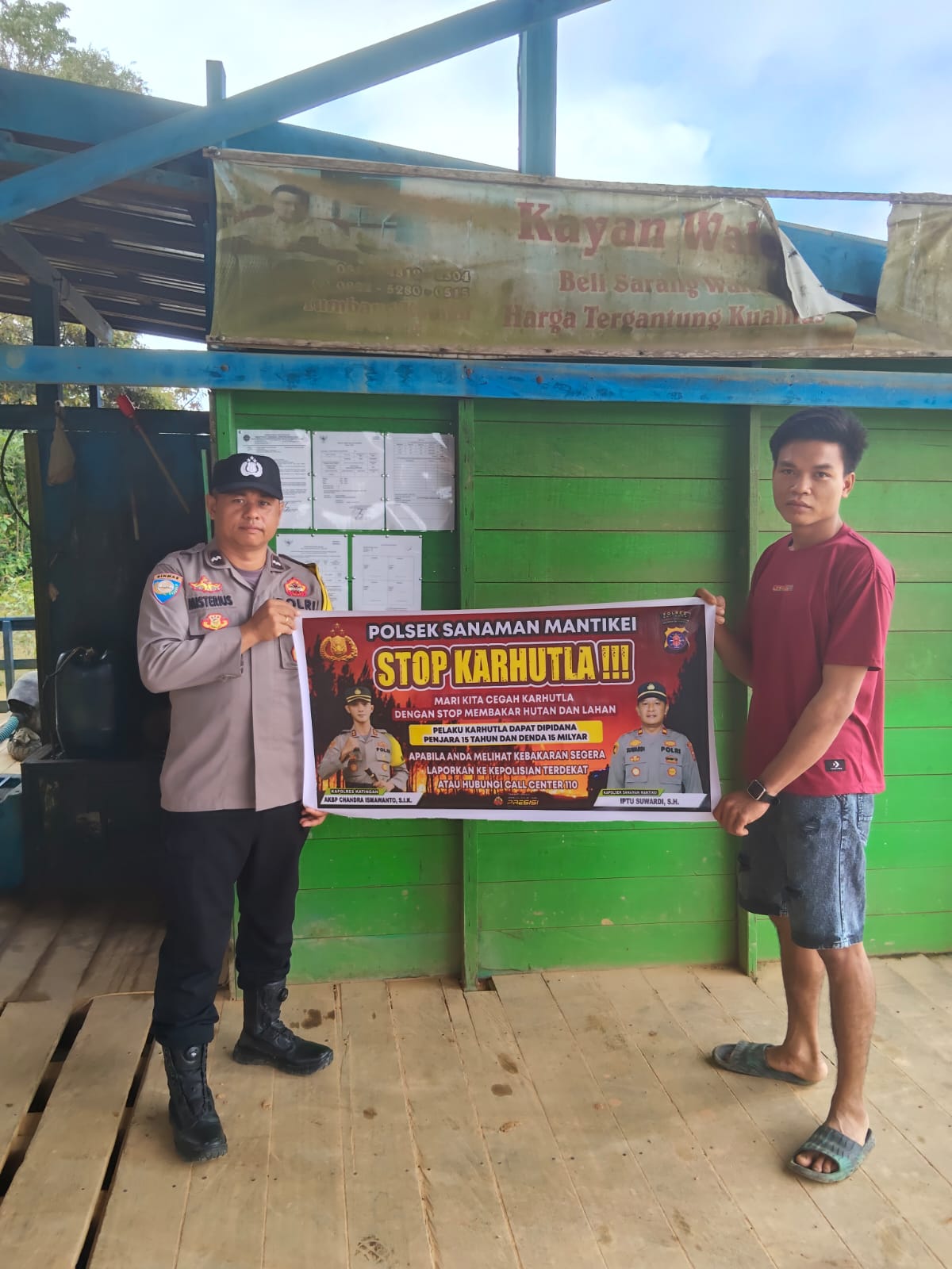 Bhabinkamtibmas Desa dehes Sosialisasi imbauan tentang Karhutla