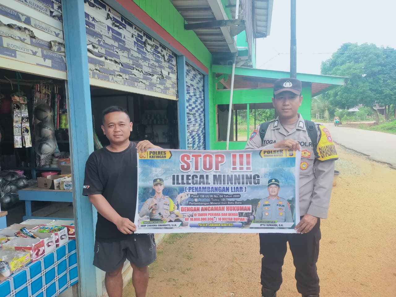 Bhabinkamtibmas Desa Tumbang Kaman Sosialisasi tentang larangan Ilegal Mining.