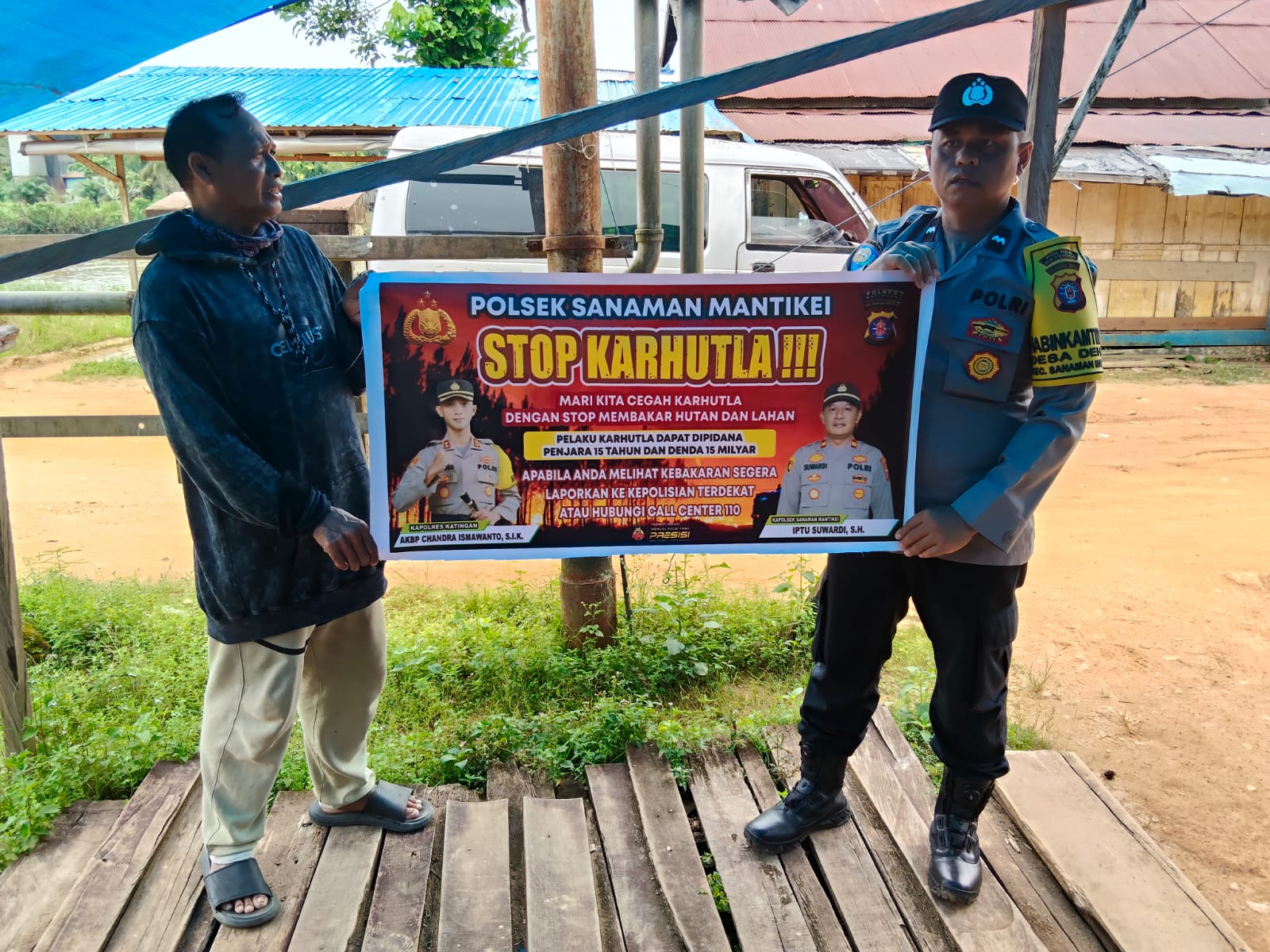 Bhabinkamtibmas Desa dehes Sosialisasi imbauan tentang Karhutla