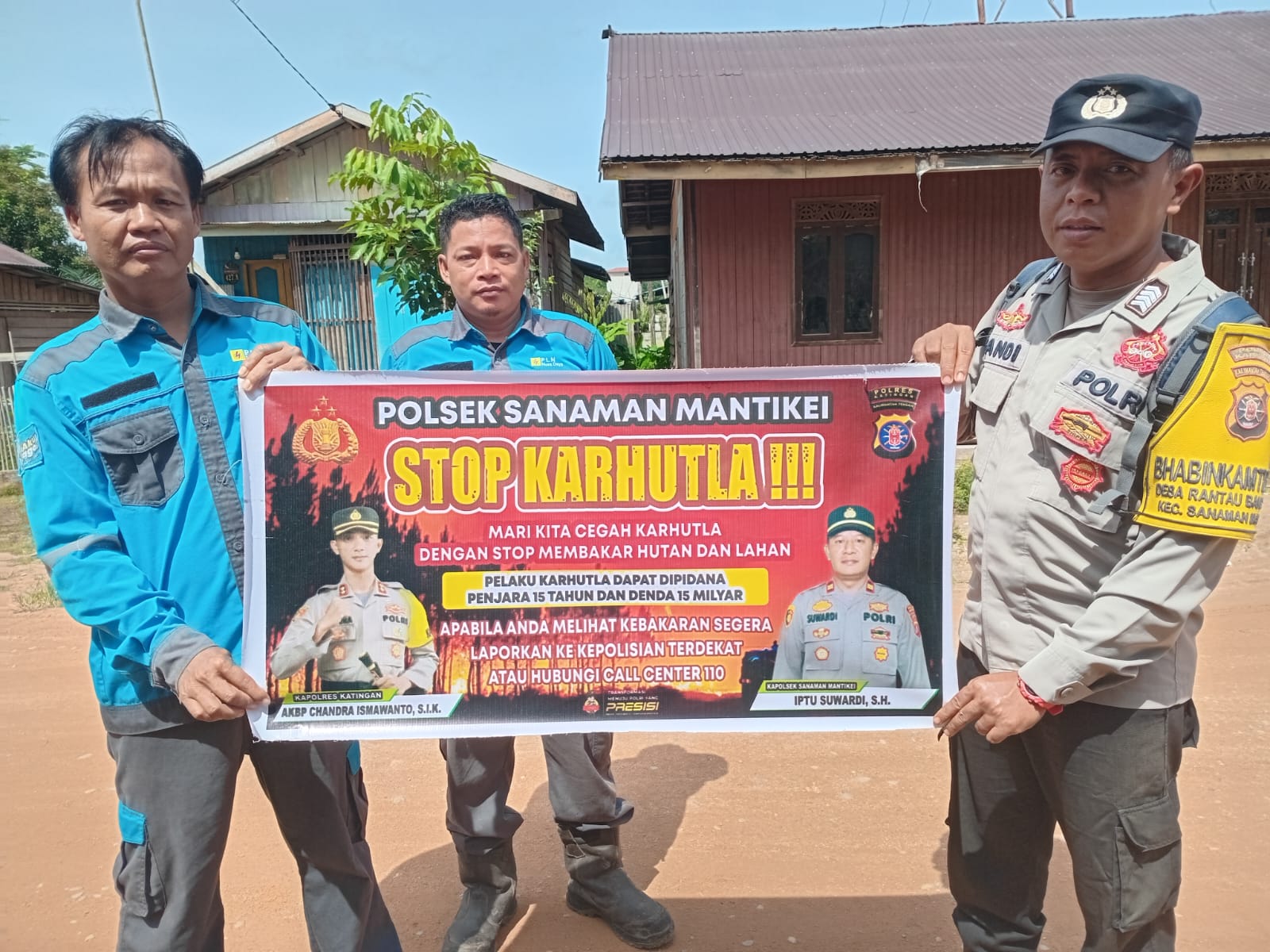 Cegah Kebakaran Hutan dan Lahan Bhabinkambtibmas Polsek Sanaman Mantikei Sosialisasi Karhutla