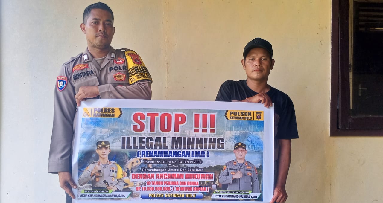 Upaya pencegahan Penambangan Emas Tanpa Ijin (PETI) di Kecamatan Katingan Hulu, Bhabinkamtibmas sosialisasi kepada masyarakat.