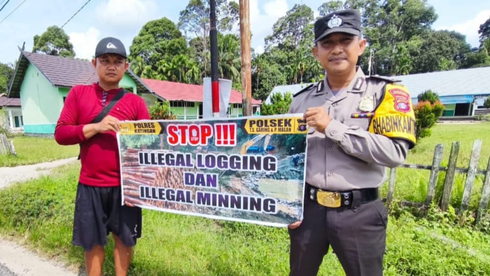 Cegah Kerusakan Lingkungan Polsek Tewang Sangalang Garing dan Pulau Malan Sampaikan Imbauan Ilegal Logging dan Ilegal Minning