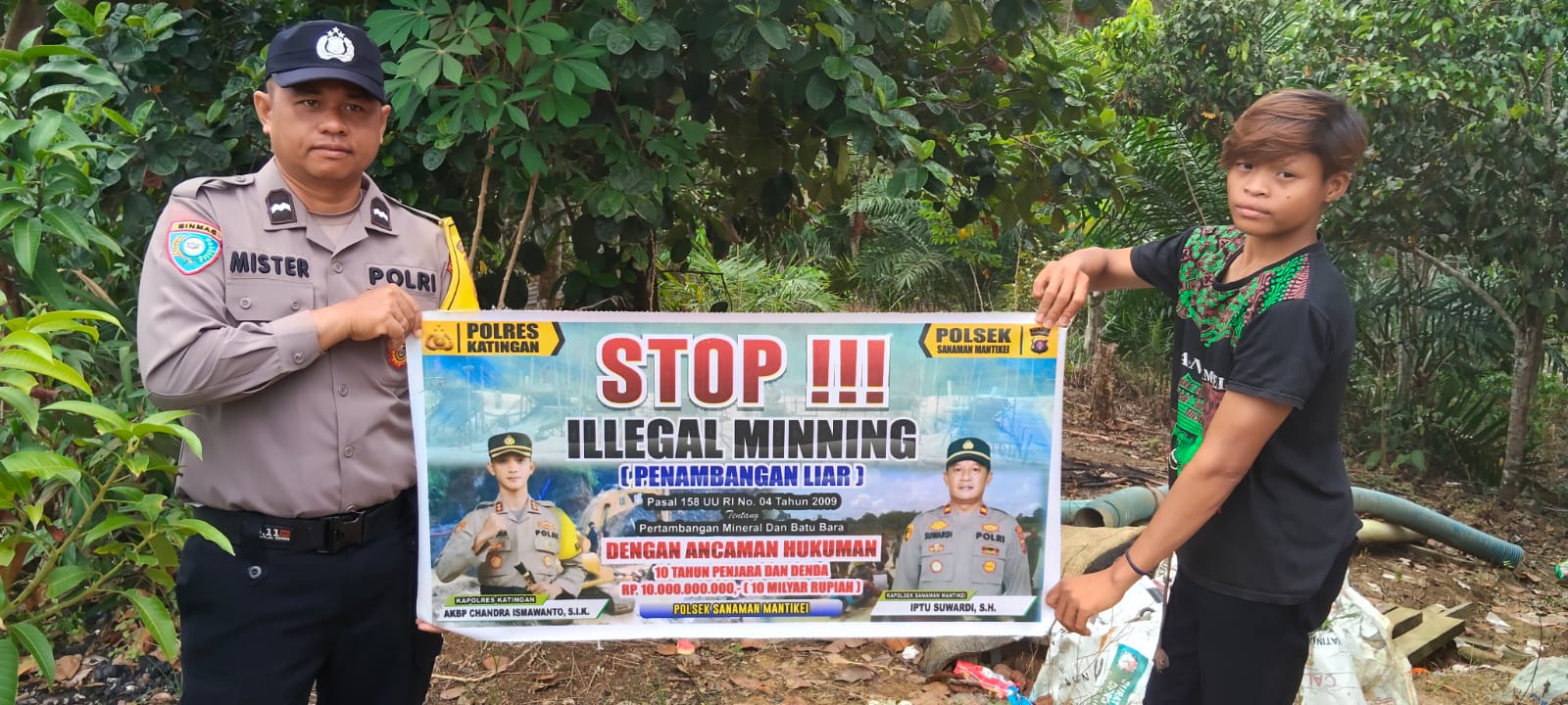 Bhabinkamtibmas Desa Tumbang Kaman Sosialisasi tentang larangan Ilegal Mining.
