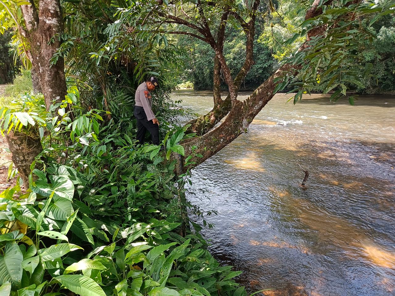 Piket Polsek Delang cek debit air DAS Delang