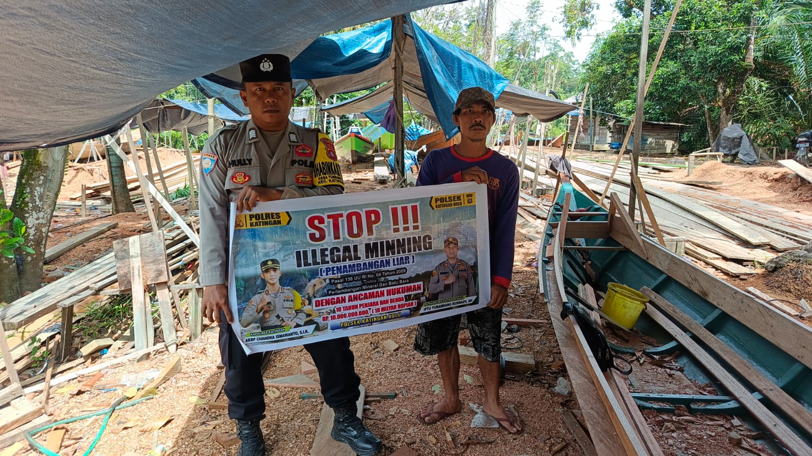 Upaya pencegahan Penambangan Emas Tanpa Ijin (PETI) di Kecamatan Katingan Hulu dan Bukit Raya, Bhabinkamtibmas sosialisasi kepada masyarakat.