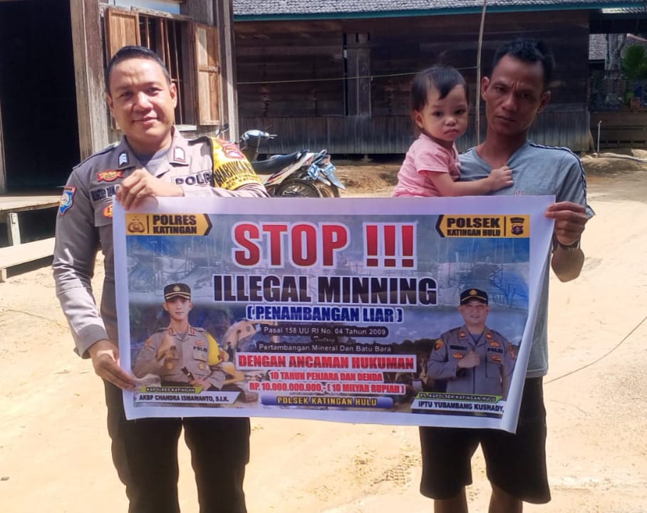 Upaya pencegahan Penambangan Emas Tanpa Ijin (PETI) di Kecamatan Katingan Hulu dan Bukit Raya, Bhabinkamtibmas sosialisasi kepada masyarakat.