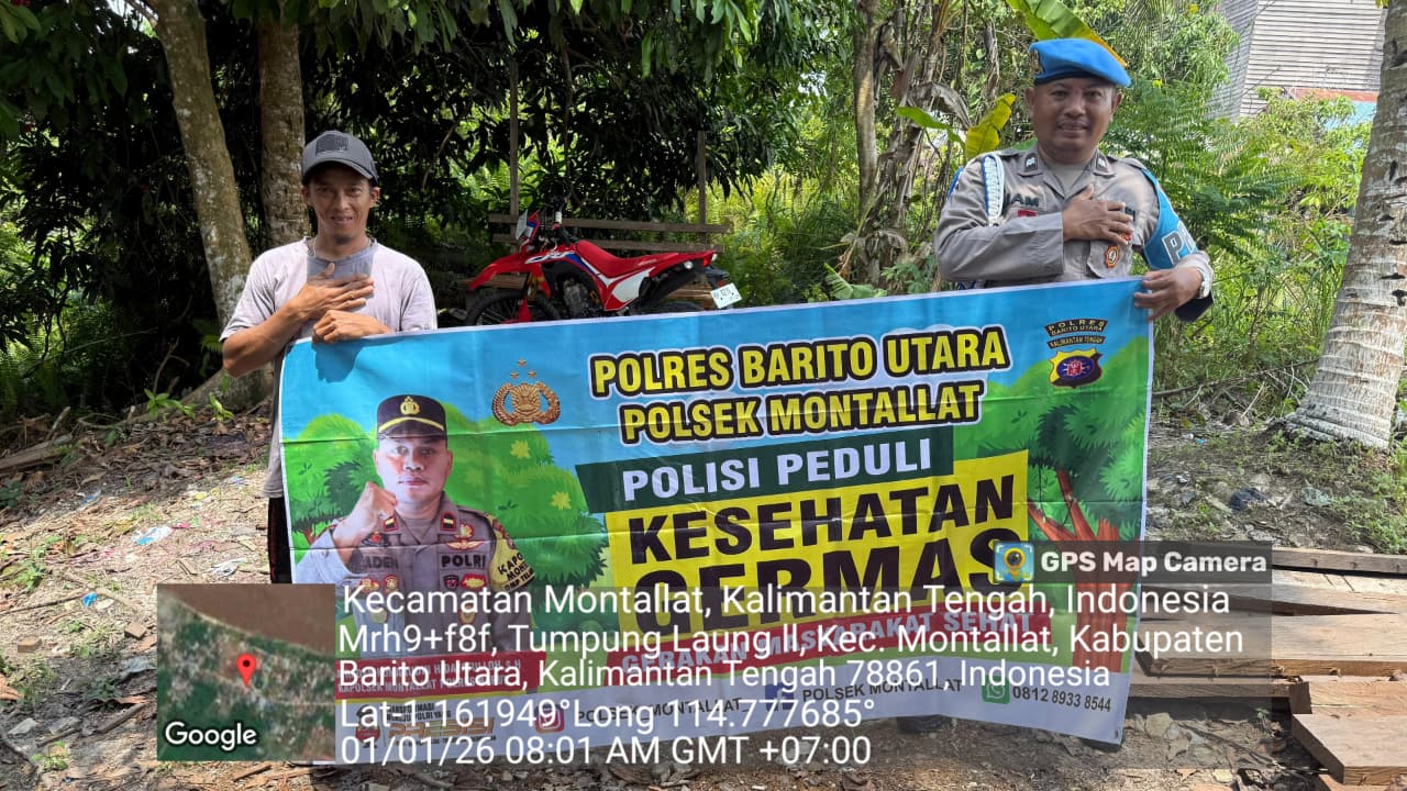 Polsek Montallat Sampaikan Pola Hidup Sehat Kepada Warga, Polsek Montallat Sosialisasikan Germas ke Masyarakat.