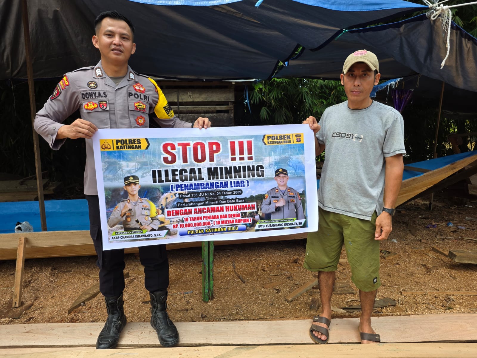 Bhabinkamtibmas Kec. Katingan Hulu dan Bukit Raya Sosialisasi tentang larangan Ilegal Mining.