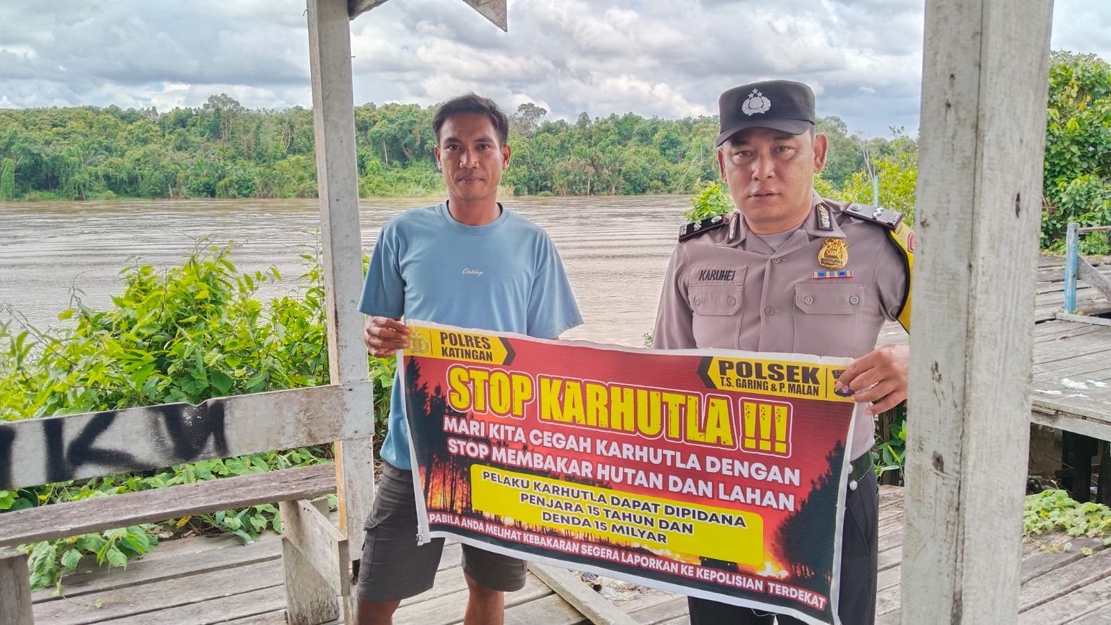 Ciptakan lingkungan sehat Polsek Tws Garing dan Pulau Malan sosialisasi Stop Karhutla.