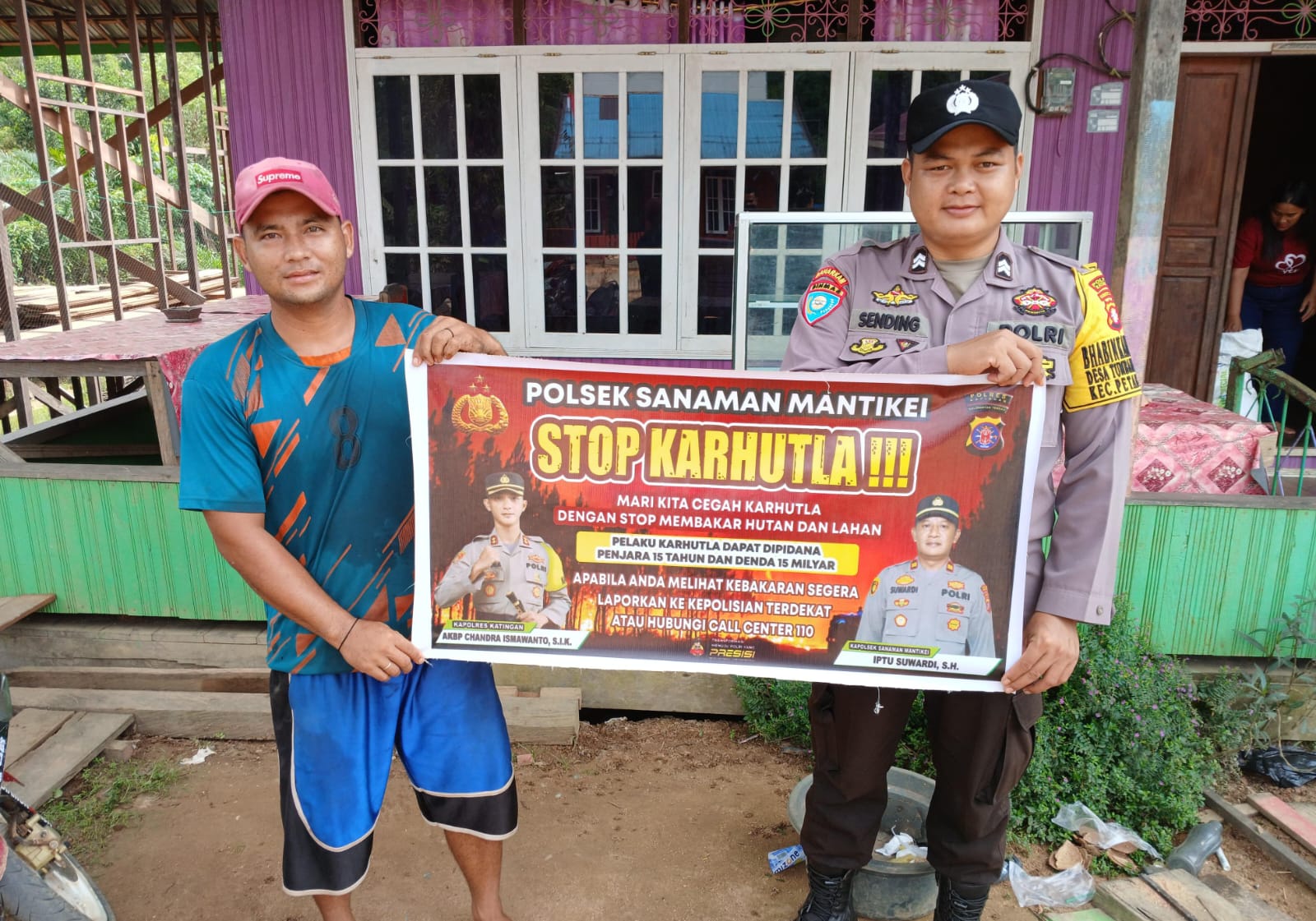 Bhabinkamtibmas Desa Tumbang Baraoi Sosialisasi imbauan tentang Karhutla