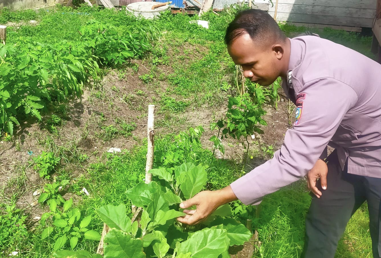 Bhabinkamtibmas Polsek Katingan Kuala cek lokasi pemanfaatan pekarangan rumah warga binaan