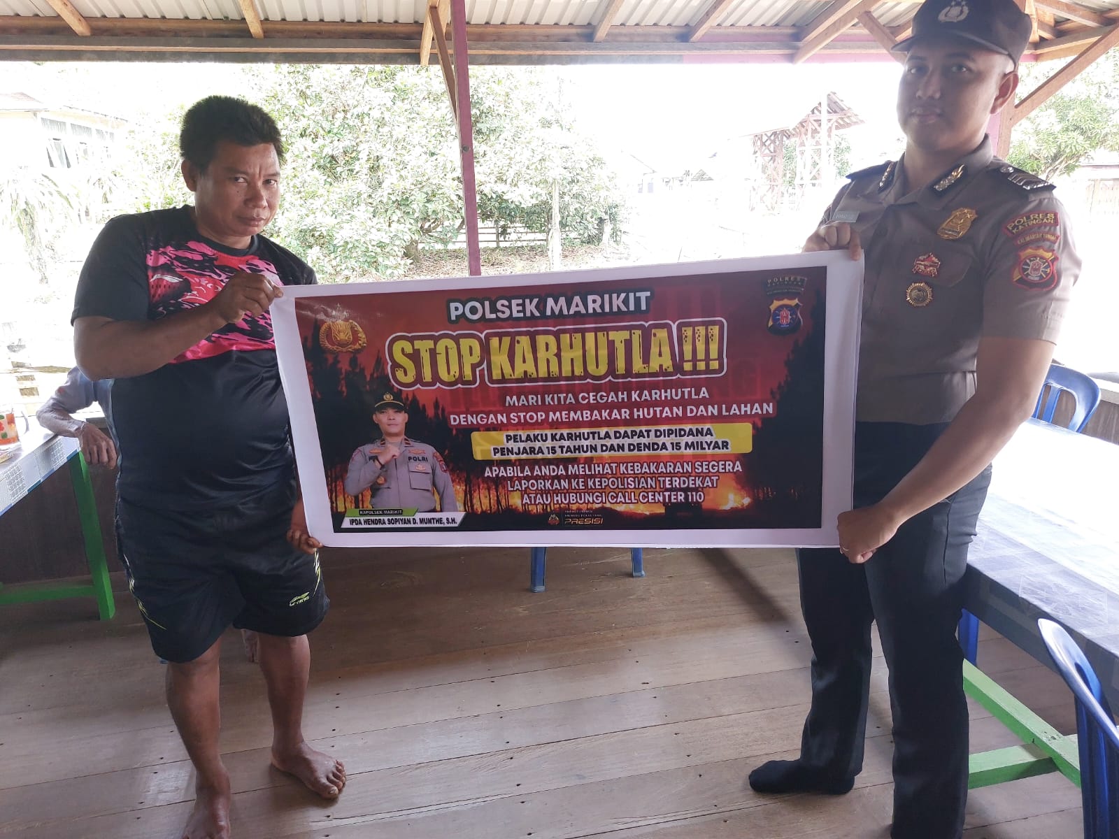 Polsek Marikit Sosialisasi Kebakaran Hutan dan Lahan (Karhutla) pada warga desa di Kecamatan Marikit.