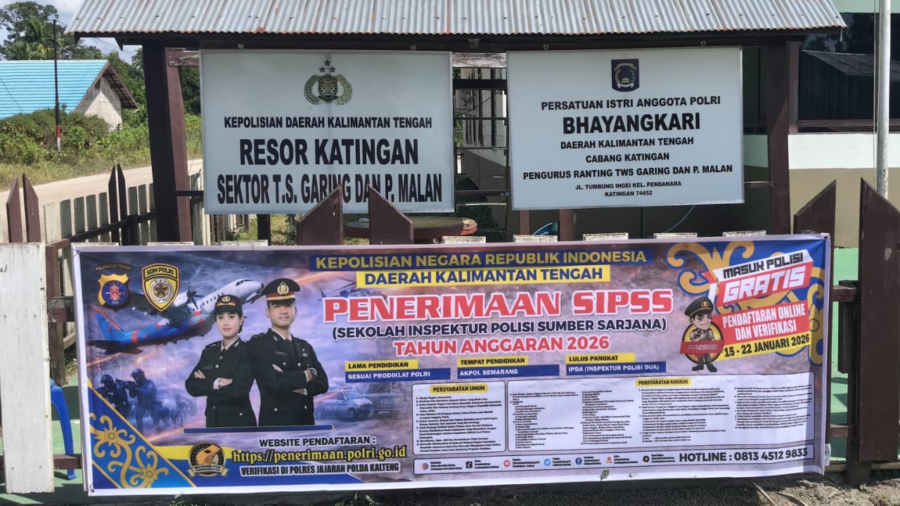 Jaring Peminat, Polsek Tewang Sangalang Garing dan Pulau Malan Pasang Spanduk Penerimaan SIPPS Tahun Anggaran 2026