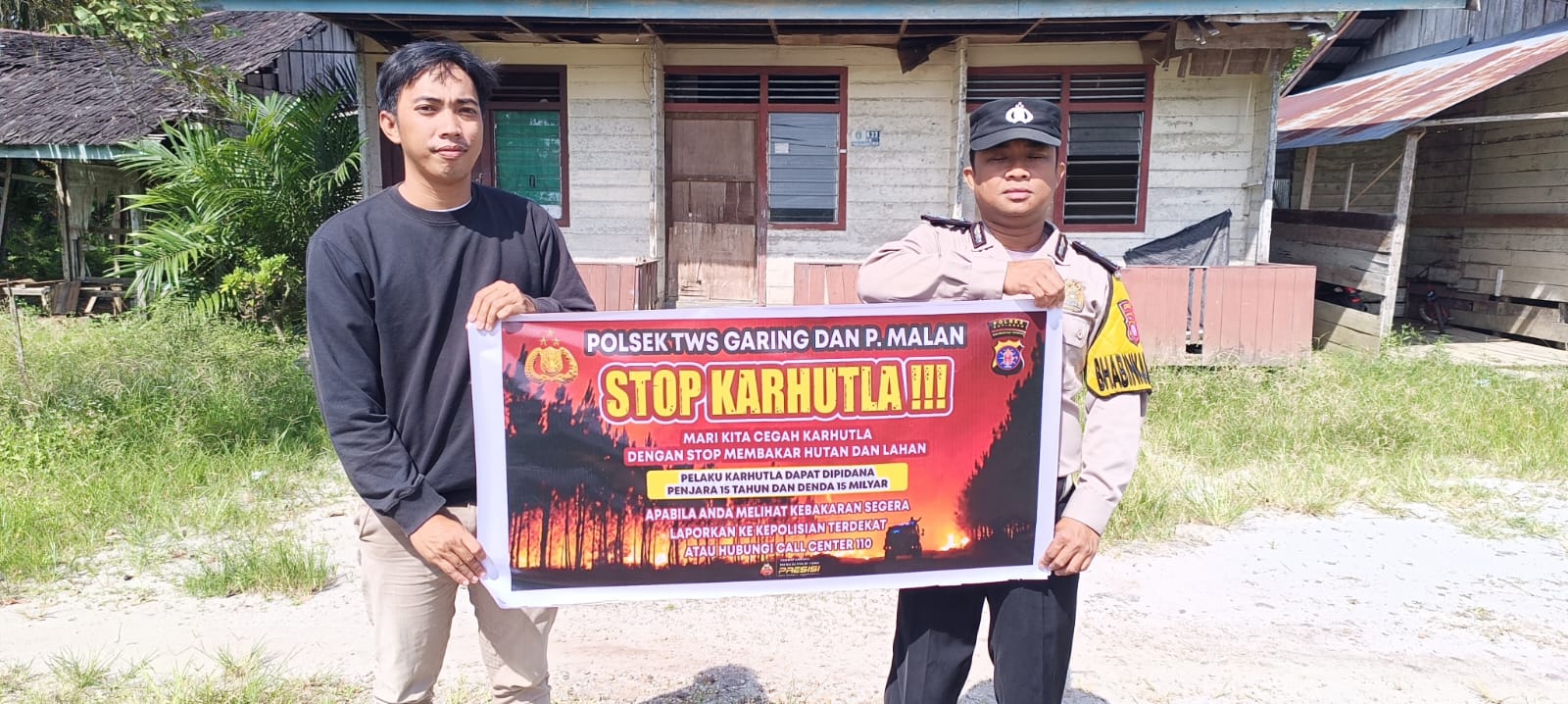 Ciptakan lingkungan sehat Polsek Tws Garing dan Pulau Malan sosialisasi Stop Karhutla.