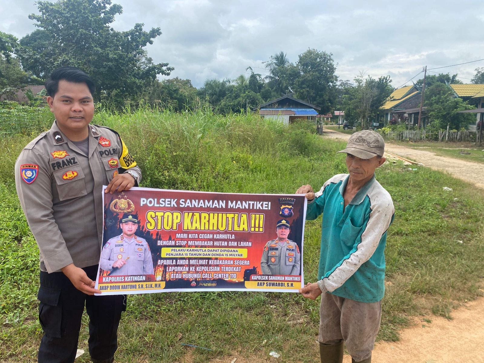 Bhabinkamtibmas Desa Tumbang Kaman Sosialisasi imbauan tentang Karhutla