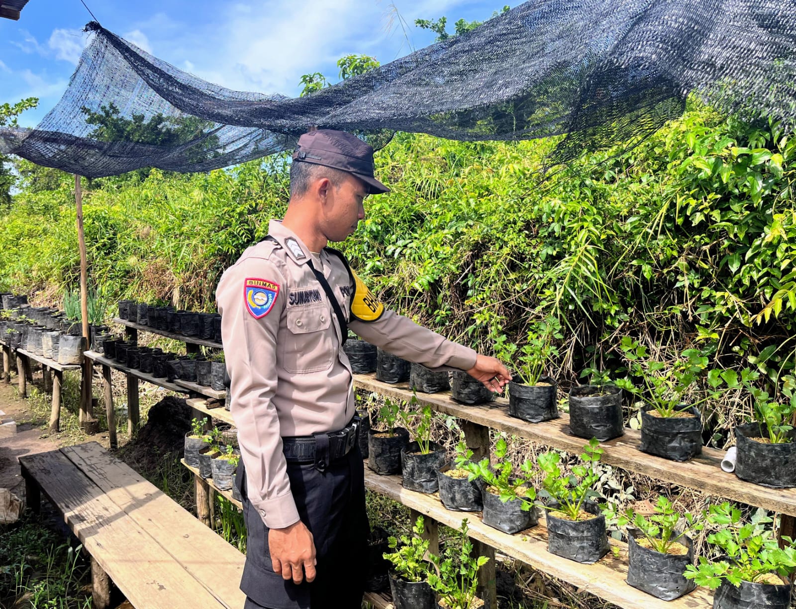 Mendukung Ketahanan Pangan, Personil Polsek Katingan Kuala Rutin Melakukan Pengecekan Lokasi Pemanfaatan Lahan Pekarangan Warga