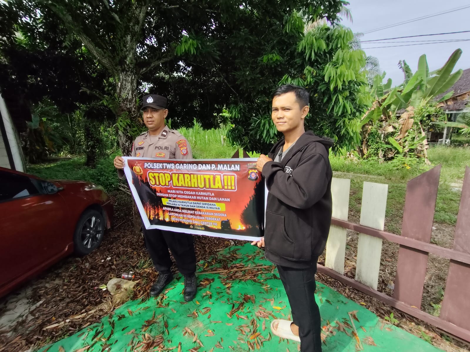 Ciptakan lingkungan sehat Polsek Tws Garing dan Pulau Malan sosialisasi Stop Karhutla.