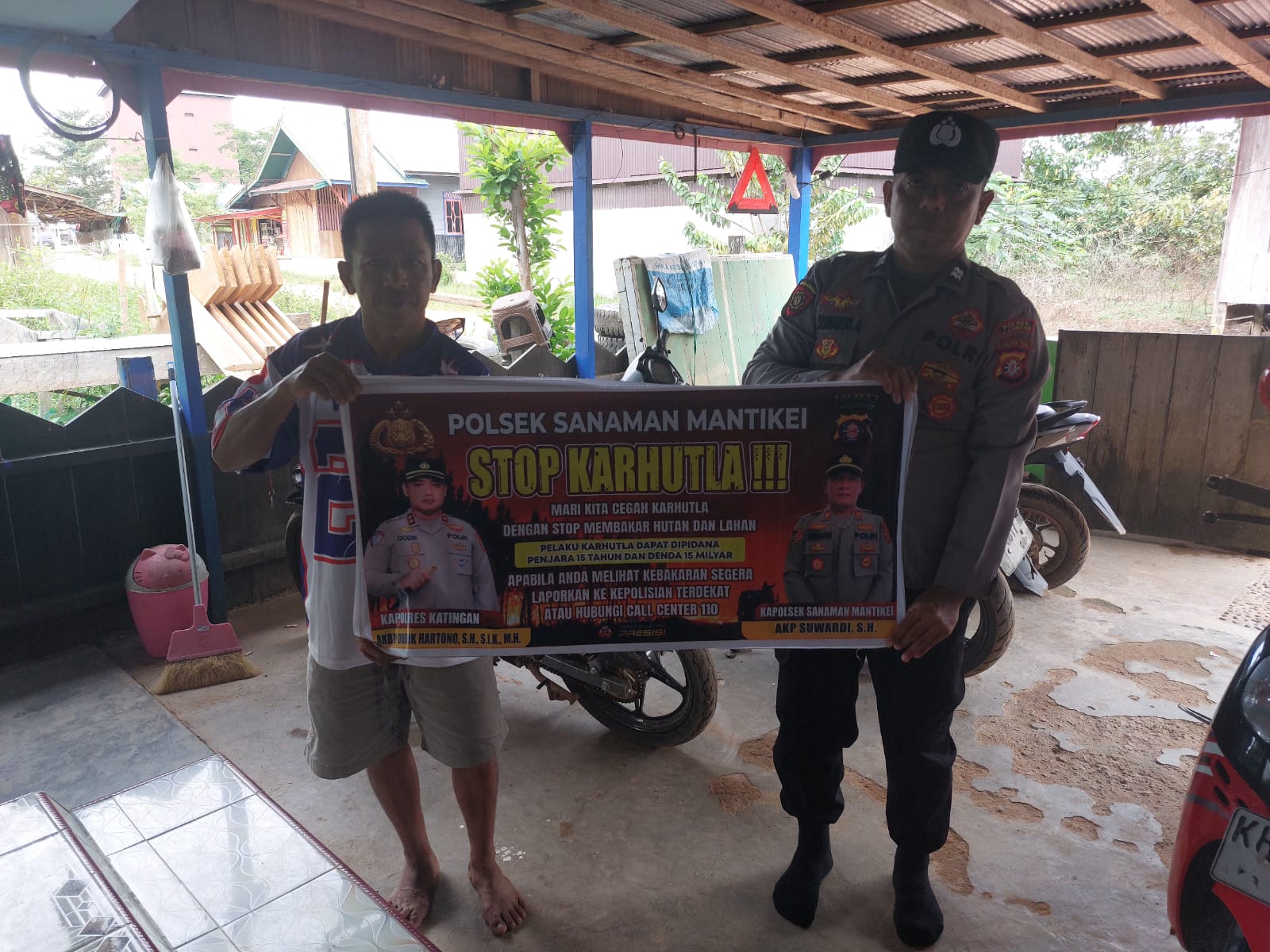 Bhabinkamtibmas Desa Tumbang Manggu Sosialisasi imbauan tentang Karhutla