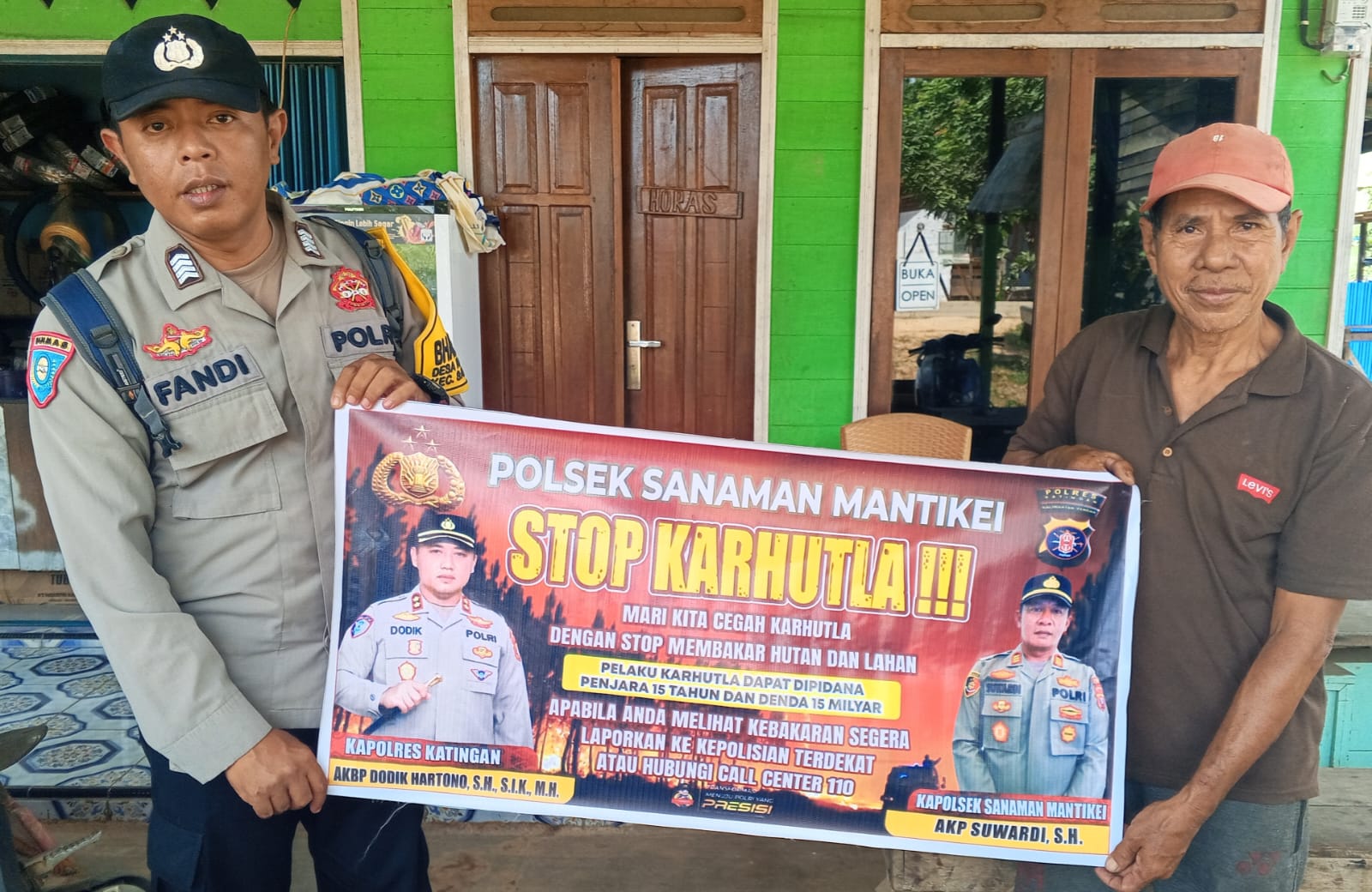 Bhabinkamtibmas Desa Rantau Bangkiang Sosialisasi imbauan tentang Karhutla