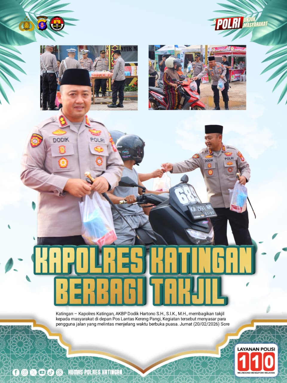 Kapolres Katingan Bagikan Takjil dan Himbau Pengguna Jalan
