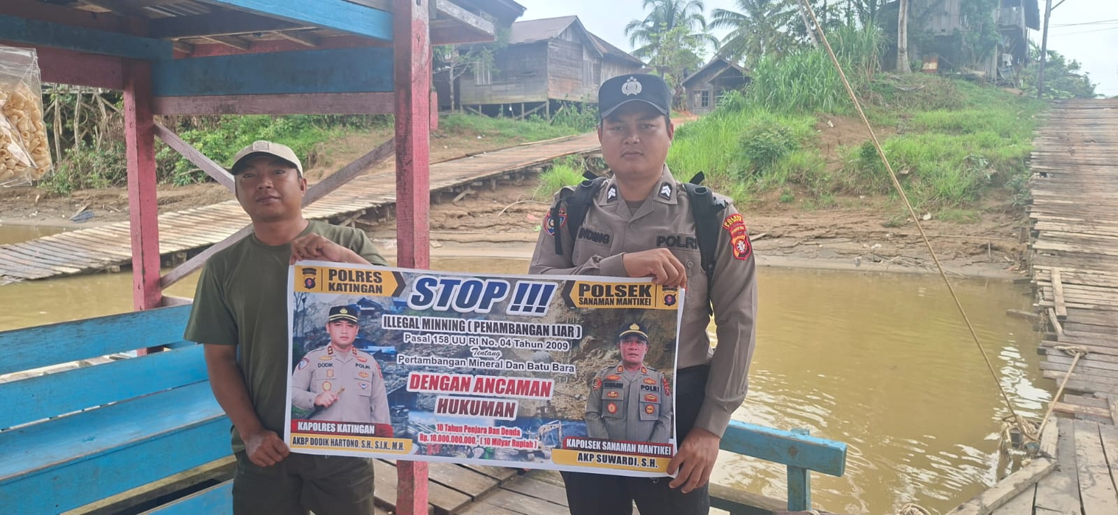 Bhabinkamtibmas Desa Tumbang Baraoi Sosialisasi tentang larangan Ilegal Mining.