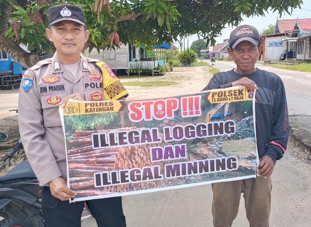 Polsek Tewang Sangalang Garing dan Pulau Malan Minta Warga Tidak Melakukan Aktivitas Ilegal Logging dan Ilegal Minning