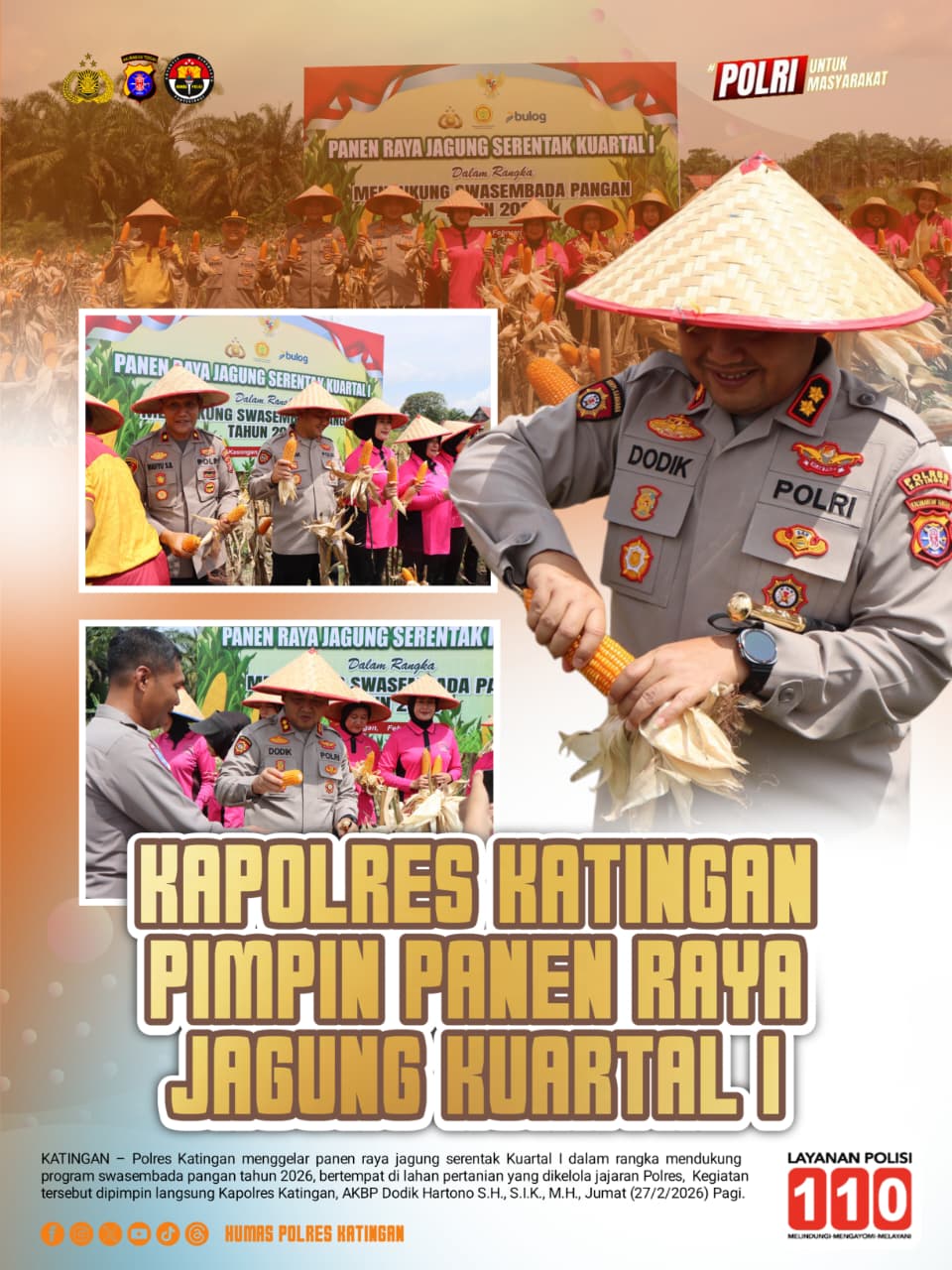Kapolres Katingan Pimpin Panen Raya Jagung Kuartal I
