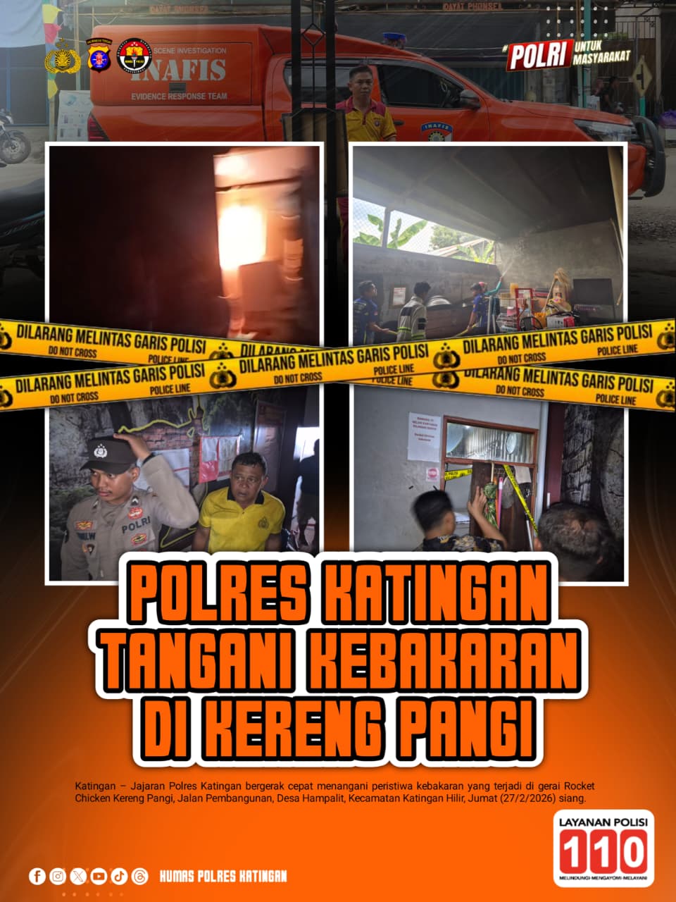 Polres Katingan Tangani Kebakaran di Kereng Pangi