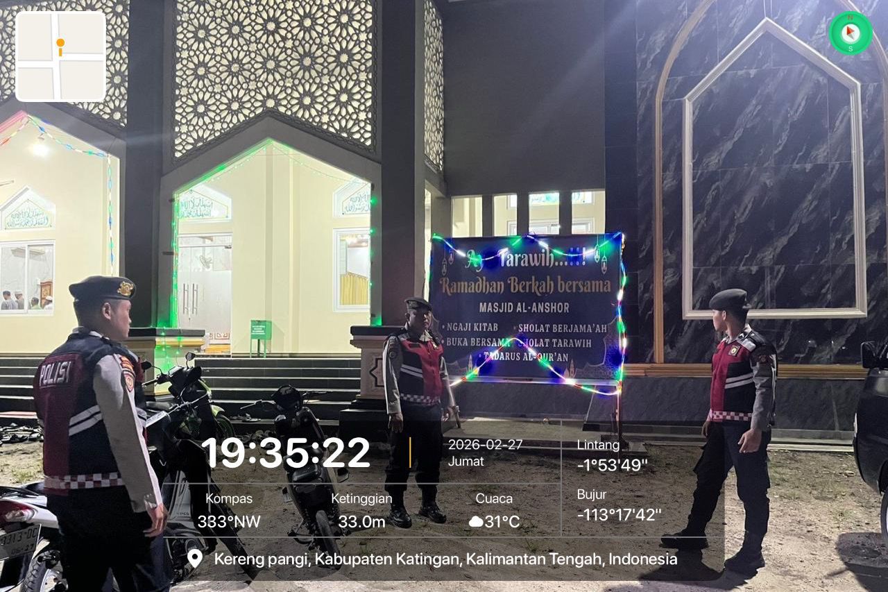 Jaga Kamtibmas Ibadah Tarawih, Polsek Tewang Sangalang Garing dan Pulau Malan Laksanakan Pengamanan