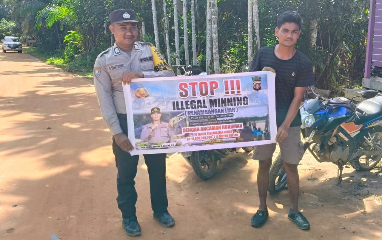 ‎Upaya pencegahan Penambangan Emas Tanpa Ijin (PETI) di Kecamatan Katingan Hulu dan Bukit Raya, Bhabinkamtibmas sosialisasi kepada masyarakat.