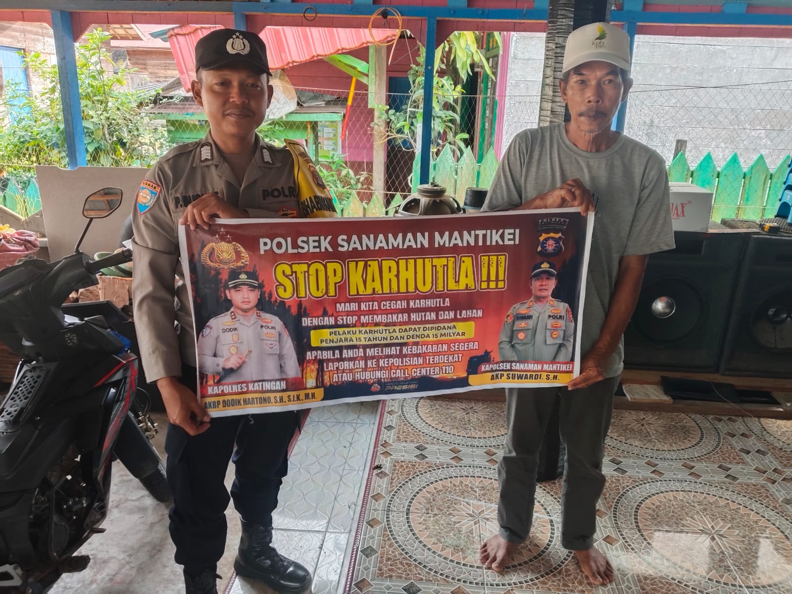 Bhabinkamtibmas Desa Dehes Sosialisasi imbauan tentang Karhutla