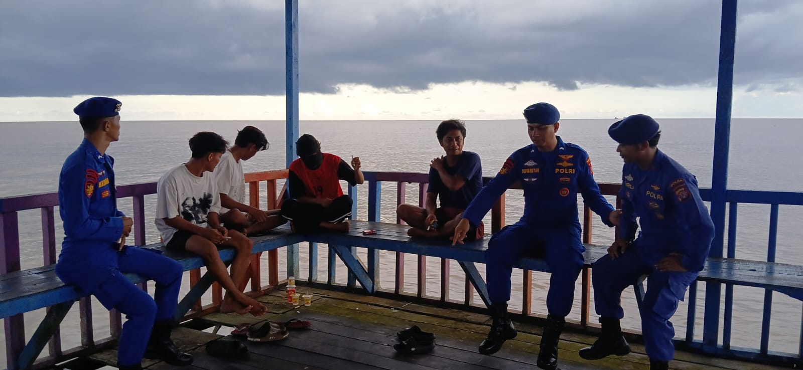 Personil Mako perwakilan Das Jelai melaksanakan PAM di pantai Jelai Kec. Jelai, Kab. Sukamara.