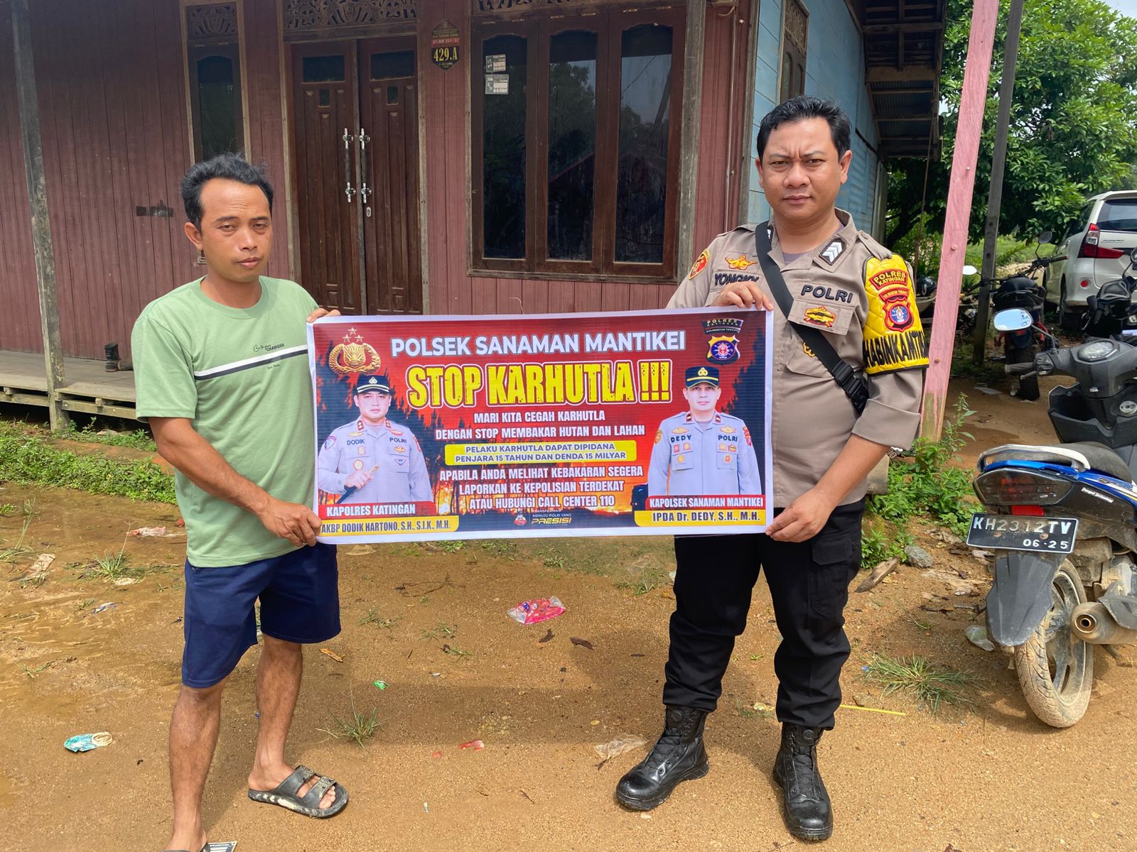 Bhabinkamtibmas Desa Tumbang Atei Sosialisasi imbauan tentang Karhutla