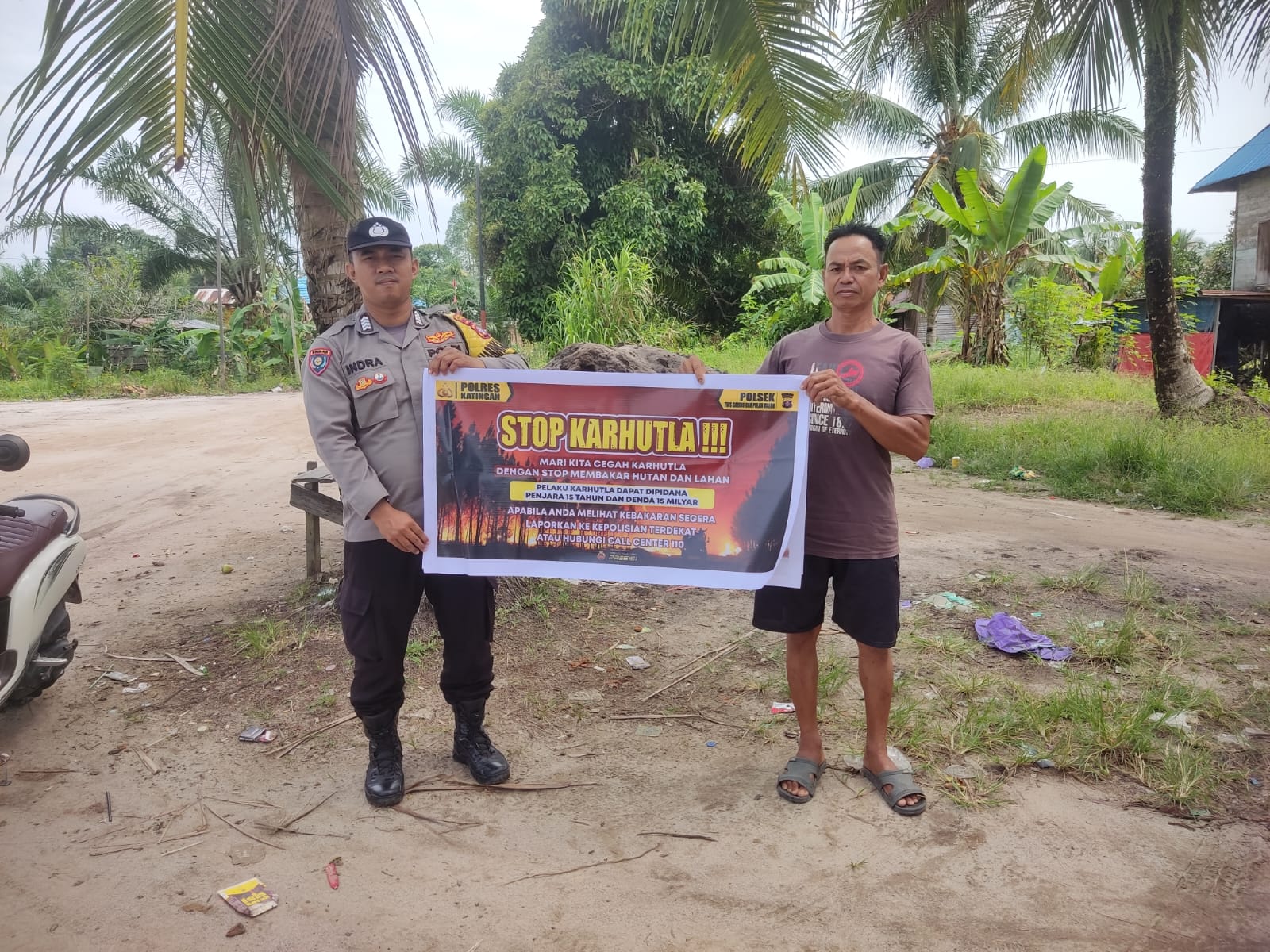 Ciptakan lingkungan sehat Polsek Tws Garing dan Pulau Malan sosialisasi Stop Karhutla.