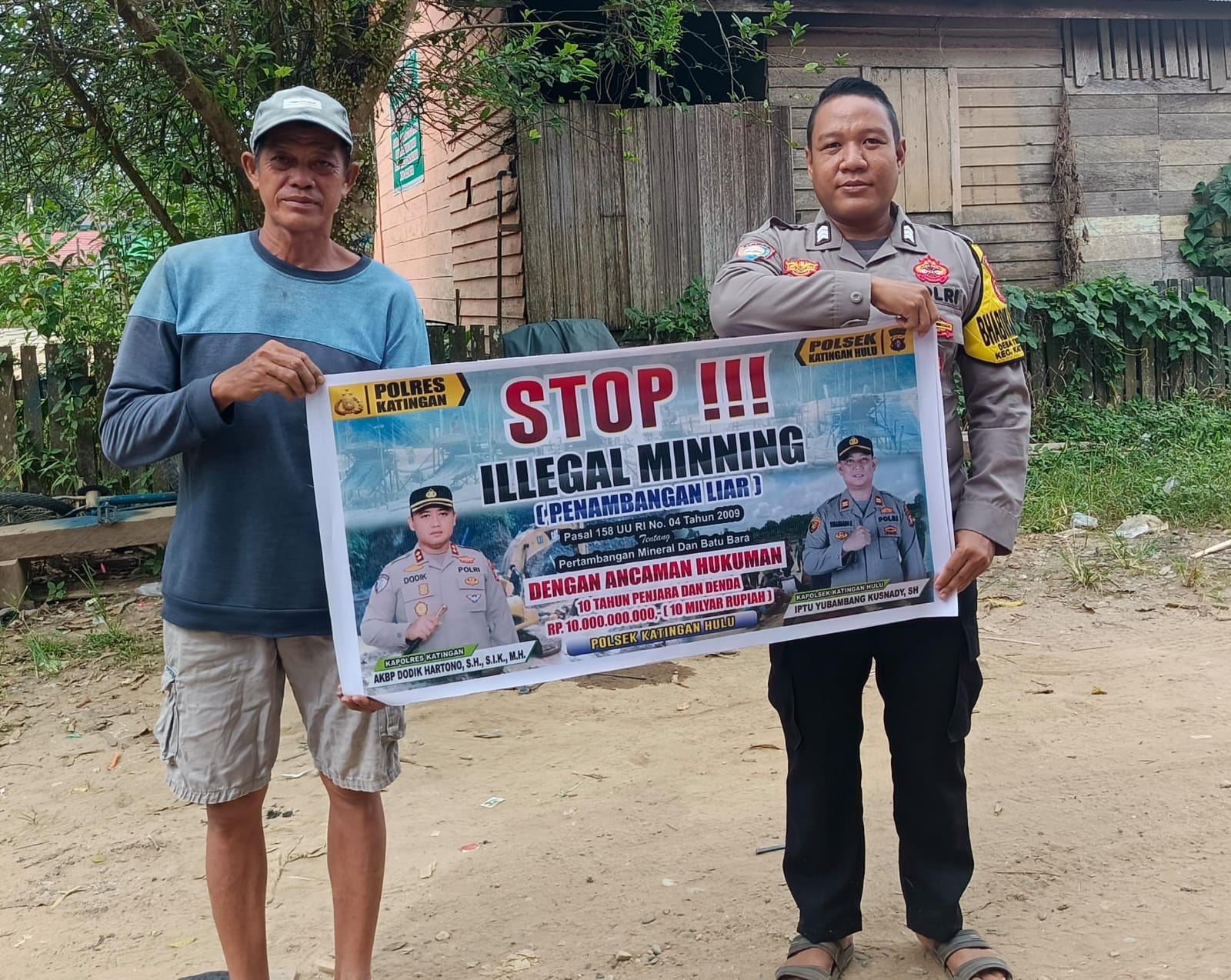 Upaya pencegahan Penambangan Emas Tanpa Ijin (PETI) di Kecamatan Katingan Hulu dan Bukit Raya, Bhabinkamtibmas sosialisasi kepada masyarakat.