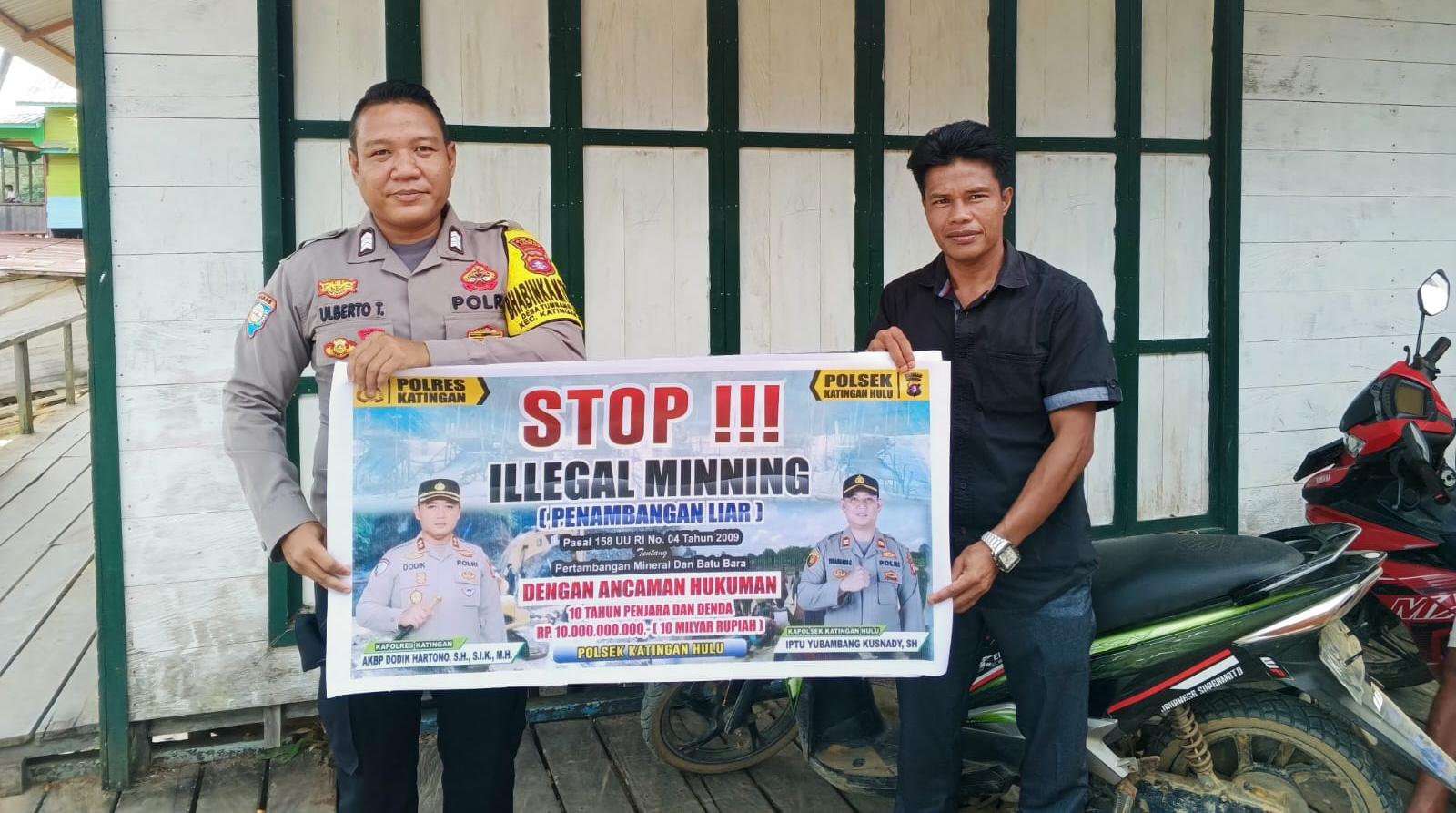 ‎Upaya pencegahan Penambangan Emas Tanpa Ijin (PETI) di Kecamatan Katingan Hulu dan Bukit Raya, Bhabinkamtibmas sosialisasi kepada masyarakat.