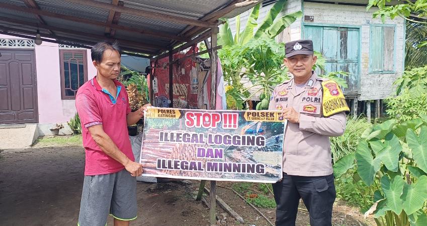 Polsek Tewang Sangalang Garing dan Pulau Malan Minta Warga Tidak Melakukan Aktivitas Ilegal Logging dan Ilegal Minning