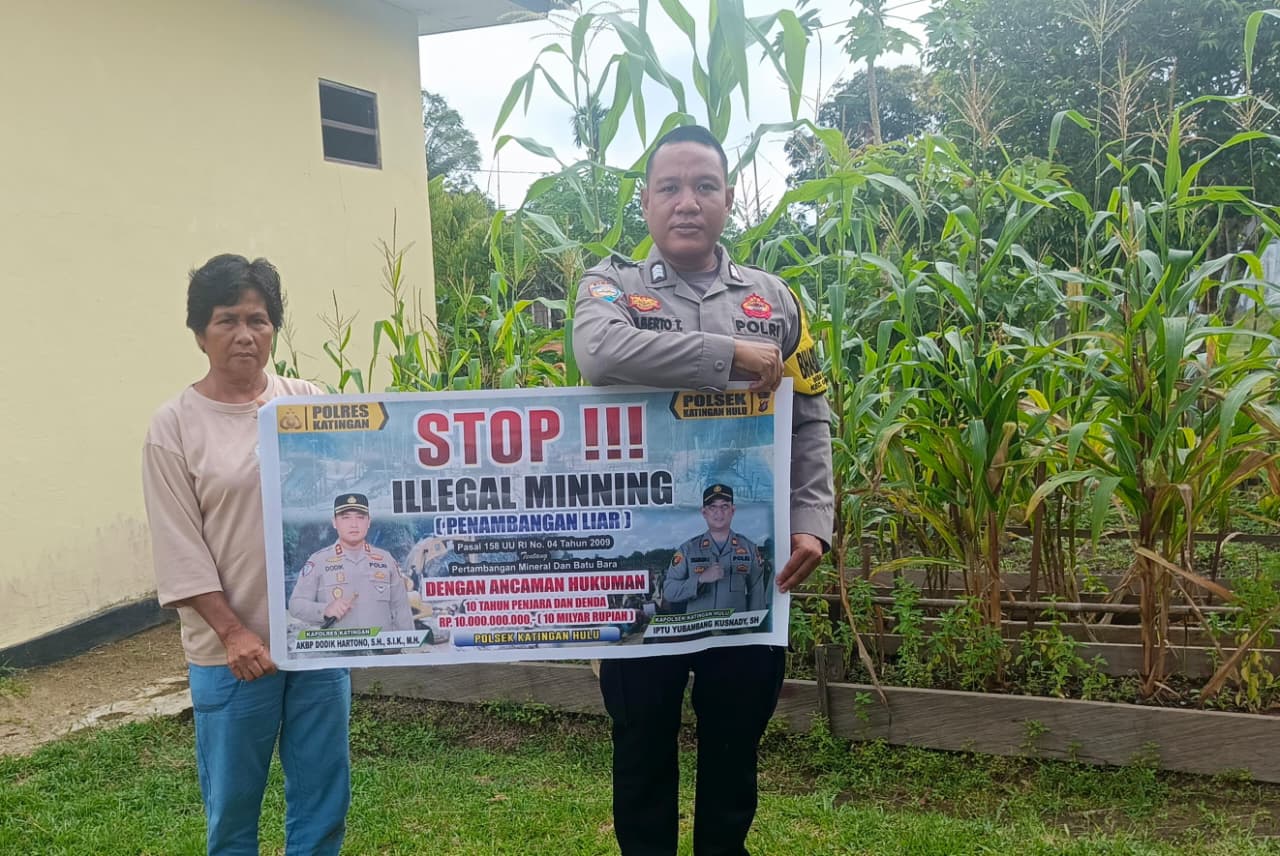 ‎Upaya pencegahan Penambangan Emas Tanpa Ijin (PETI) di Kecamatan Katingan Hulu dan Bukit Raya, Bhabinkamtibmas sosialisasi kepada masyarakat.