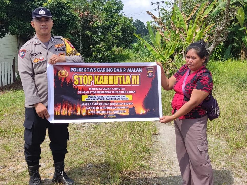 Ciptakan lingkungan sehat Polsek Tws Garing dan Pulau Malan sosialisasi Stop Karhutla.