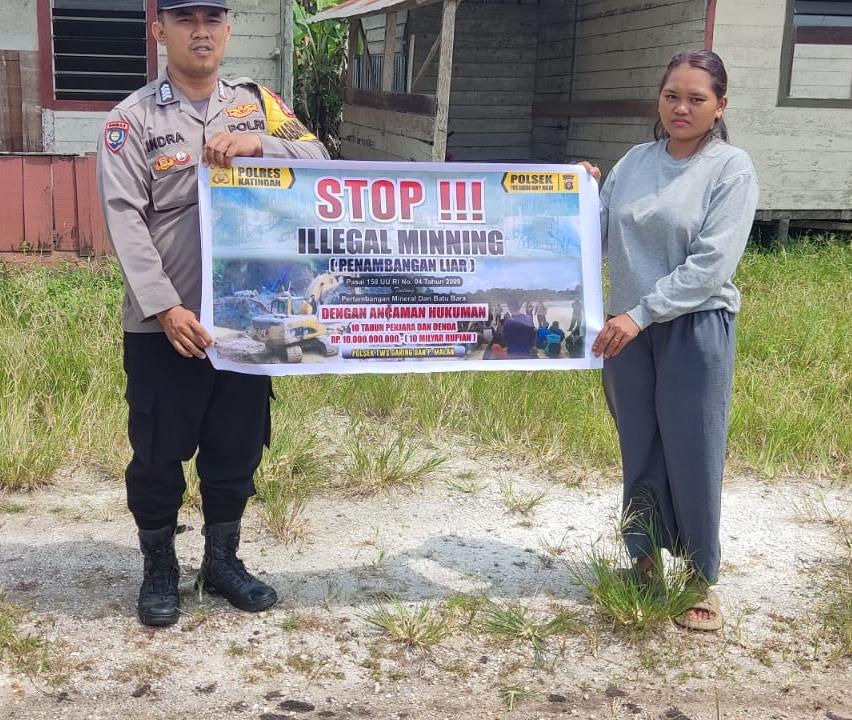 Personil Polsek Tws Garing dan Pulau Malan rutin sosialisasi larangan ilegal Logging dan Ilegal Mining.