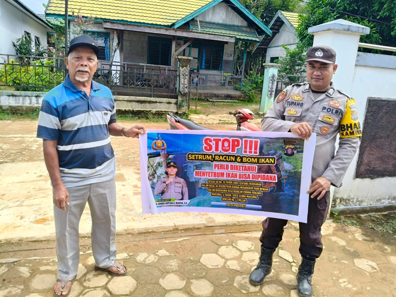 Personil Polsek Marikit sosialisasi Stop Ilegal Fishing… dengan Cara Setrum, Racun & Bom Ikan.