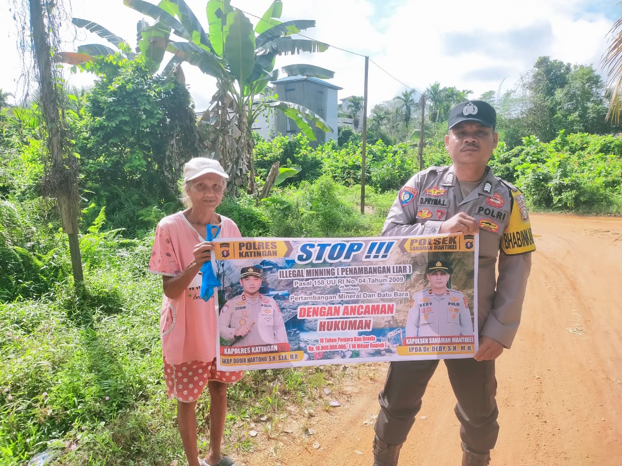 Bhabinkamtibmas Desa Tumbang Labehu Sosialisasi tentang larangan Illegal Mining.