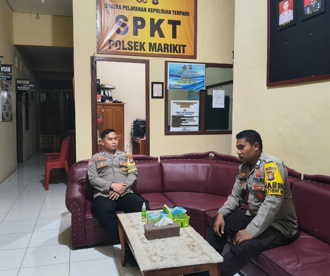 Polsek Marikit menciptakan Kamtibmas Kondusif yang di laksanakan petugas Piket jaga Di Wilayah Kec. Marikit Kab. Katingan.
